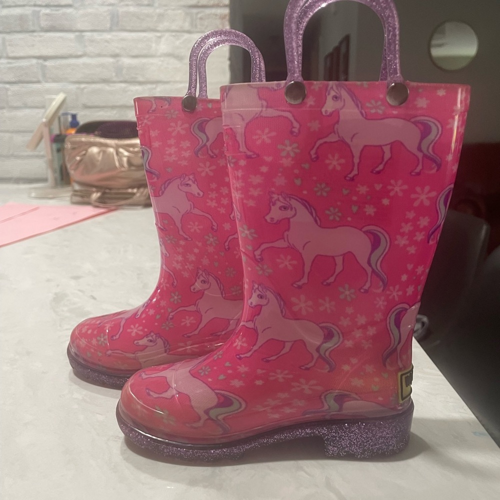 Western Chief Pink and Purple Unicorn Boots - LIGHT UP